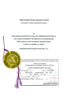 Page 1 PROTOKÓŁ DODATKOWY NR 30 ZAWARTY W DNIU 26