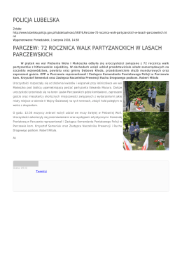policja lubelska parczew: 72 rocznica walk partyzanckich w lasach