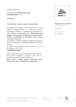 Informacja o wyborze najkorzystniejszej oferty