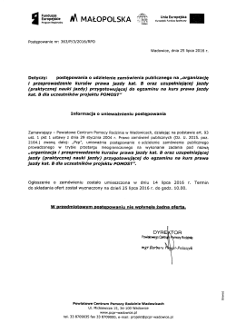 Informacja o unieważnieniu postępowania