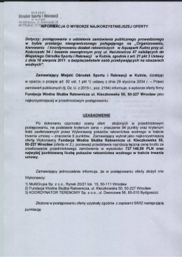 Informacja o wyborze najkorzystniejszej oferty