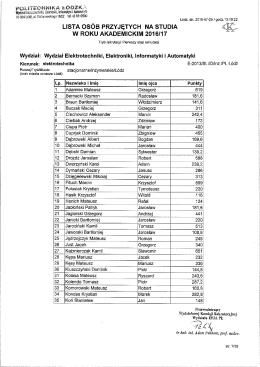 stacjonarne - Wydział Elektrotechniki, Elektroniki, Informatyki i