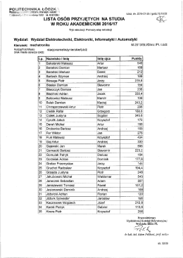 mechatronika - Wydział Elektrotechniki, Elektroniki, Informatyki i