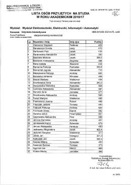 stacjonarne - Wydział Elektrotechniki, Elektroniki, Informatyki i