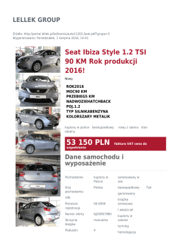 Seat Ibiza Style 1.2 TSI 90 KM Rok produkcji 2016!