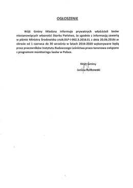 OGŁOSZENIE W&oacute;jta Gminy
