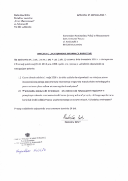 Wniosek o udostępnienie informacji publicznej w sprawie