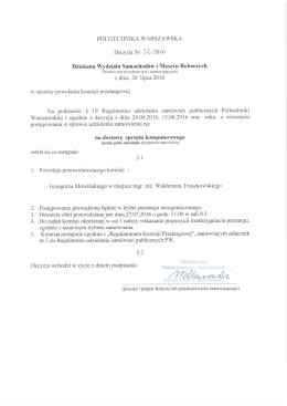 w sprawie zmiany przewodniczącego komisji przetargowej
