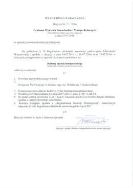 w sprawie zmiany przewodniczącego komisji przetargowej