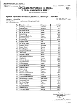 informatyka - Wydział Elektrotechniki, Elektroniki, Informatyki i