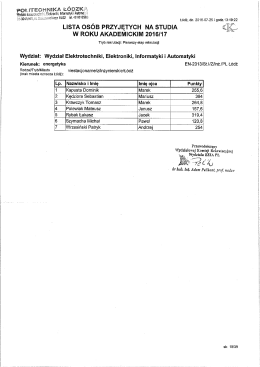 energetyka - Wydział Elektrotechniki, Elektroniki, Informatyki i