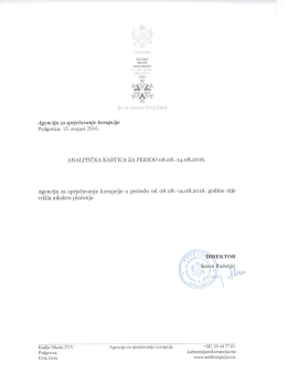 Analitička kartica ASK za period 08.08.2016.