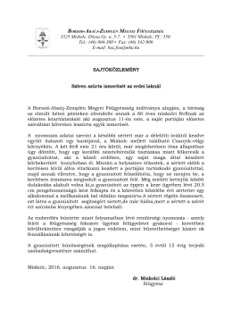 A Borsod-Abaúj-Zemplén Megyei Főügyészség sajtóközleménye