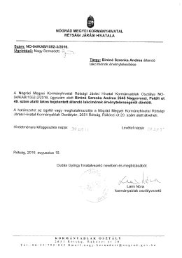 Bíróné Szrenka Andrea állandó lakcímének érvénytelenítése