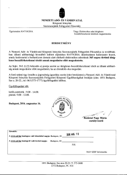 Page 1 NEMZETI ADÓ- ÉS VÁMHIVATAL Központi Irányítás