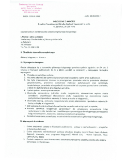 Ogłoszenie o naborze na stanowisko urzędnicze gł&oacute;wnego