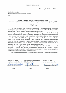 Wyniki rekrutacji na studia SD-BW4