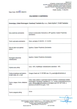 Ogłoszenie o Zamówieniu - Kierownik JRP