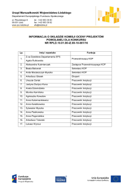 Skład Komisji Oceny Projektów dla konkursu pn.