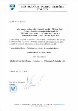 Informace o počtu a sídle volebních okrsků.