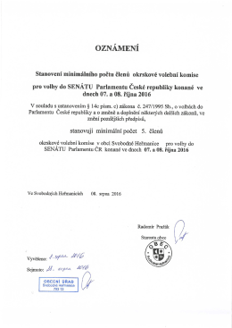 Volby do SENÁTU Parlamentu ČR říjen 2016