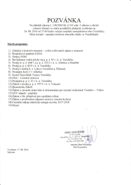 Pozvánka na zasedání zastupitelstva obce Verušičky