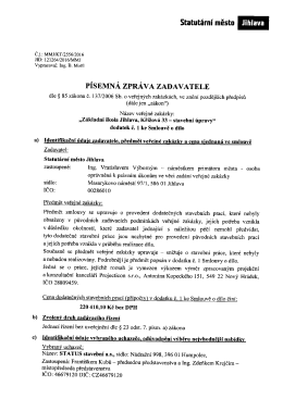 Písemná zpráva zadavatele Dodatek č. 1