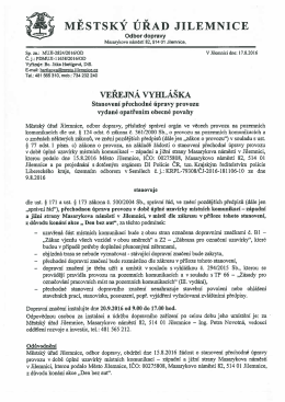 Stanovení přechodné úpravy provozu vydané