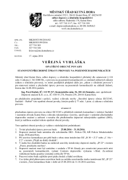 veřejná vyhláška - Městský úřad, Kutná Hora