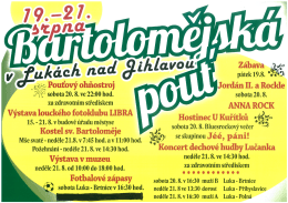 Pozv&aacute;nka Městyse Luka nad Jihlavou na pouť sv. Bartoloměje v