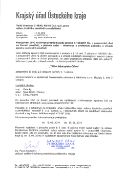 EIA - posudek "Těžba &scaron;těrkop&iacute;sku Č&iacute;ňov"