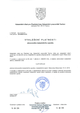 Vyhlášení platnosti obnoveného katastrálního operátu v k.ú. Kšice