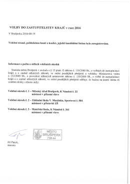 Informace o počtu a s&iacute;dlech volebn&iacute;ch okrsků