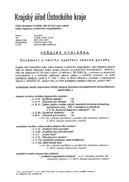 zveřejnění záměru stanovení místní úpravy provozu