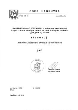 Stanoven&iacute; počtu člrnů volebn&iacute; komise