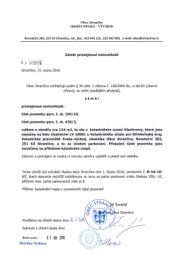 Záměr pronájmu nemovitosti část pozemku p.č.st