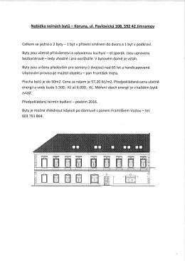 Page 1 Nabídka volných bytů = Koruna, ul. Pavlovická 108, 592 42