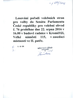 losování pořadí volebních stran pro volby do Senátu