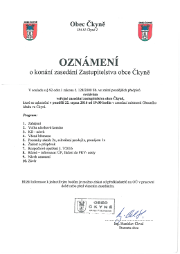 Page 1 oBEC ČKYNĚ *: : : / | OBEC ČKYNĚ Obec Čkyně 384 81