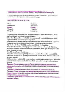 Page 1 Oznámení o přerušení dodávky elektrické energie Z důvodu