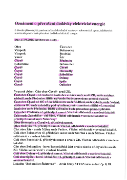 Page 1 Oznámení o přerušení dodávky elektrické energie Z důvodu