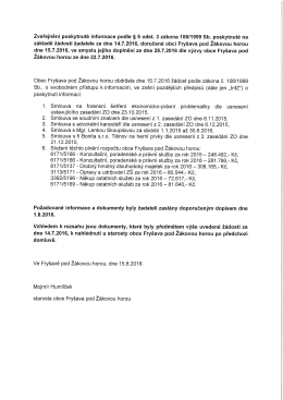 Zveřejnění poskytnuté informace - Obec Fryšava pod Žákovou horou