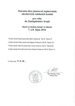 Page 1 Starosta obce jmenoval zapisovatele okrskovych volebn&iacute;ch
