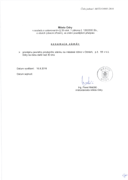 Page 1 Č&iacute;slo jednac&iacute;: Mě&Uacute;O/18893/2016 Město Odry v souladu s
