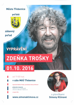 Vyprávění Zdeňka Trošky s písničkami Simony Klímové dne 01.10