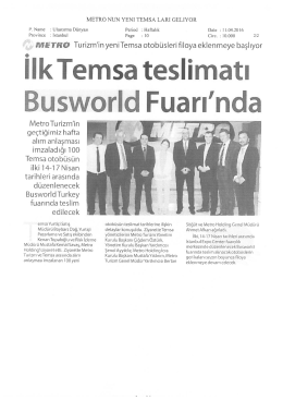 Ulastrima Dünyasi (TR): Ilk Temsa teslimati Busworld Fuari`nda