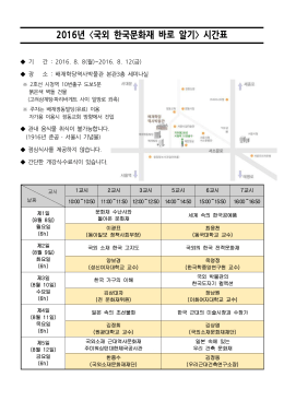 2015년 상반기 〈국외 한국문화재 바로 알기〉 시간표