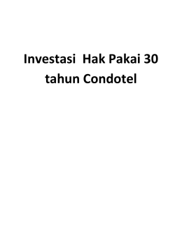 Investasi Hak Pakai 30 tahun Condotel - Avara Resort