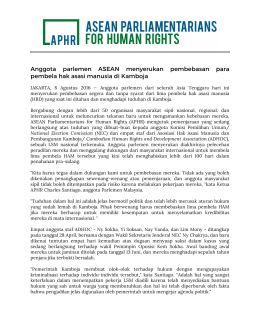 Anggota parlemen ASEAN menyerukan pembebasan para pembela
