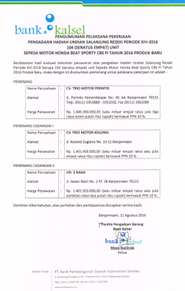 Pengumuman Hadiah Sepeda Motor Honda Beat